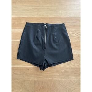 Pleather Front Zip Hot Shorts // Small